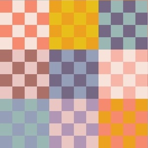 Medium Scale Checkerboard Checks in Muted Rainbow