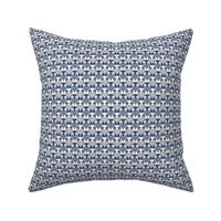 245 - mini small  scale hand drawn organic floral painterly clamshell scallop, for kids apparel,  duvet covers, curtains, patchwork, bedsheets and table linen in classic dark navy blue and off-white
