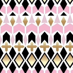 pink black gold ethnic scandinavian geometric pattern