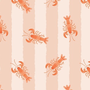 Larry Lobster on Soft Peach Stripes