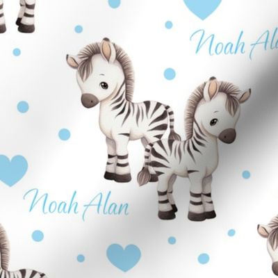 Safari Animals Zebra Blue Baby Boy Nursery Personalized 