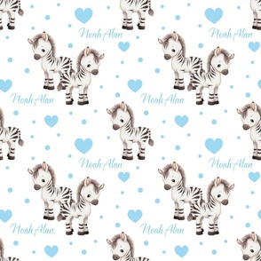 Safari Animals Zebra Blue Baby Boy Nursery Personalized 