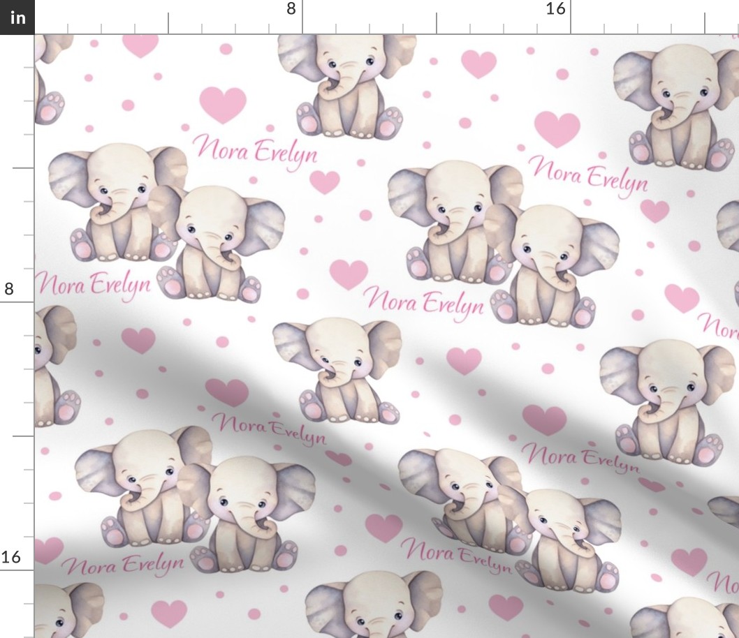 Safari Animals Elephant Pink Baby Girl Nursery Personalized