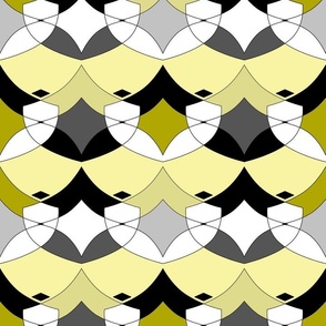 black yellow olive white geometric pattern