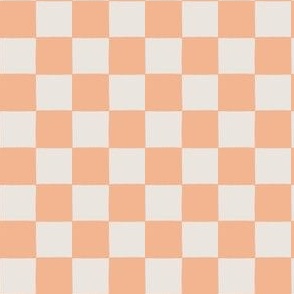 Peach Checkerboard - Checks - Cream White