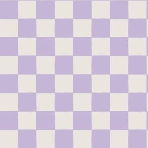 Lavender Checkerboard - Checks - Cream and Purple