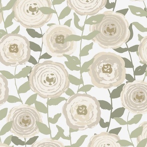 (L) Ranunculus Flowers in Citrus Lime Olive Green | Large Scale