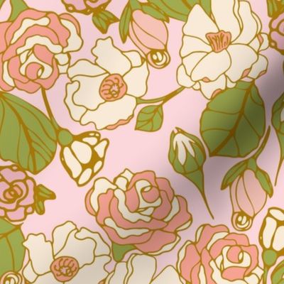 Pink and White Rose Floral