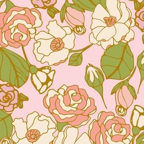 Pink and White Rose Floral