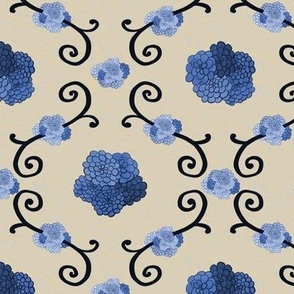 Hydrangeas Floral Iron Trellis – Blue and Yellow, Medium