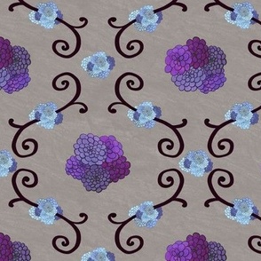 Hydrangeas Floral Iron Trellis – Purple Blue Gray, Medium