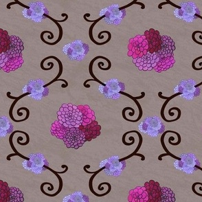Hydrangeas Floral Iron Trellis – Pink Purple Moss Green, Medium