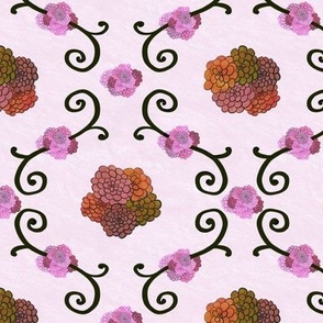 Hydrangeas Floral Iron Trellis – Pink Orange Cream, Medium
