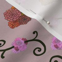 Hydrangeas Floral Iron Trellis – Pink Orange Beige, Medium