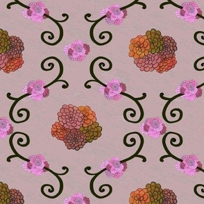 Hydrangeas Floral Iron Trellis – Pink Orange Beige, Medium