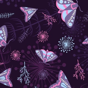 Purple moths and dandelions