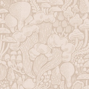 Fungi Forest Woodland Silhouettes - Blush Soft Pink Terracotta