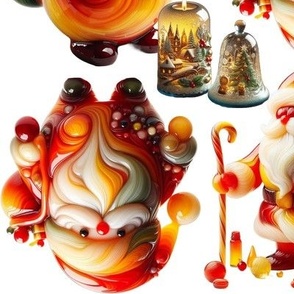 Molten Glass Santa Figurine  With Candle and bells 