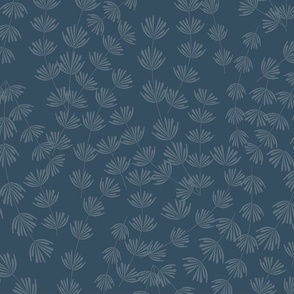  blue and dark blue leafy seaweed pattern