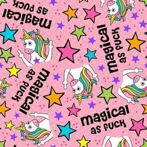 Large Scale Magical As Fuck Sarcastic Unicorns on Pink