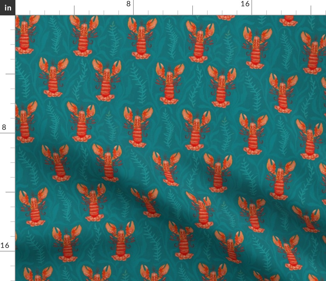 Lobster lagoon_Teal Blue and Orange_Small