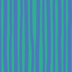 (MEDIUM) Sketchy Stripes in Dark Blue on Green
