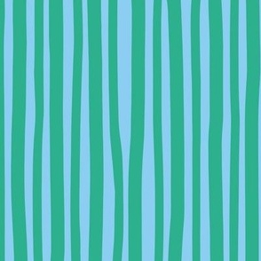 (MEDIUM) Sketchy Stripes in Meadow Green on Baby Blue