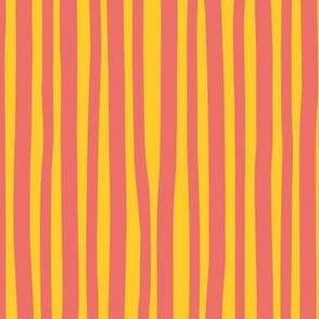 (MEDIUM) Sketchy Stripes in Poppy Red on Yellow