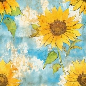 Medium Sunflowers and Blue Skies