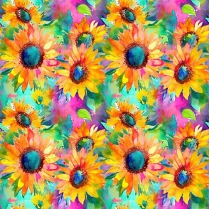Medium Bold Colorful Sunflowers