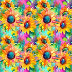 Large Bold Colorful Sunflowers