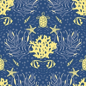 Ocean life in blue and yellow (big)