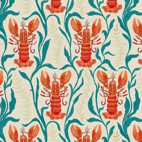   Lobster lagoon_cream teal blue and Orange_Medium