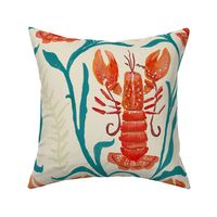 Lobster lagoon_cream teal blue and Orange_Large