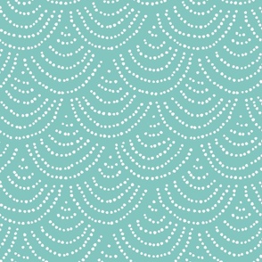(M) Messy Dot Scallop/Mermaid Scale, Hand Drawn Modern Minimal, Mint Green and White