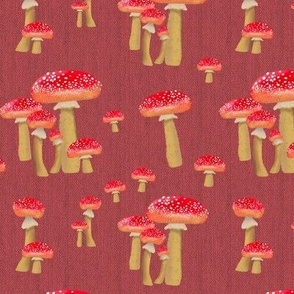 Red Mushrooms Fly Agaric Dark Pink