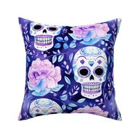 Large Sugar Skulls Purple and Blue