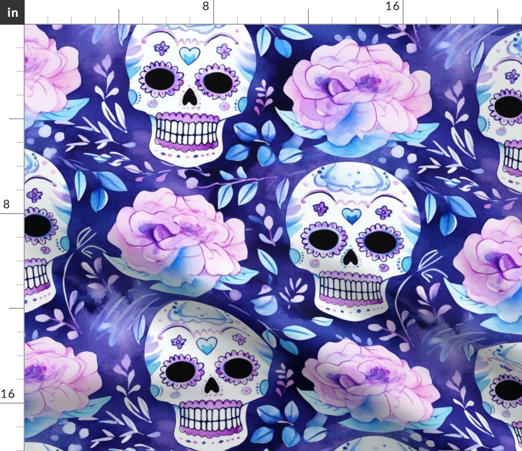 Large Sugar Skulls Purple and Blue