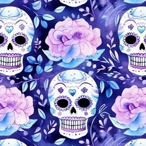 Small Sugar Skulls Purple and Blue