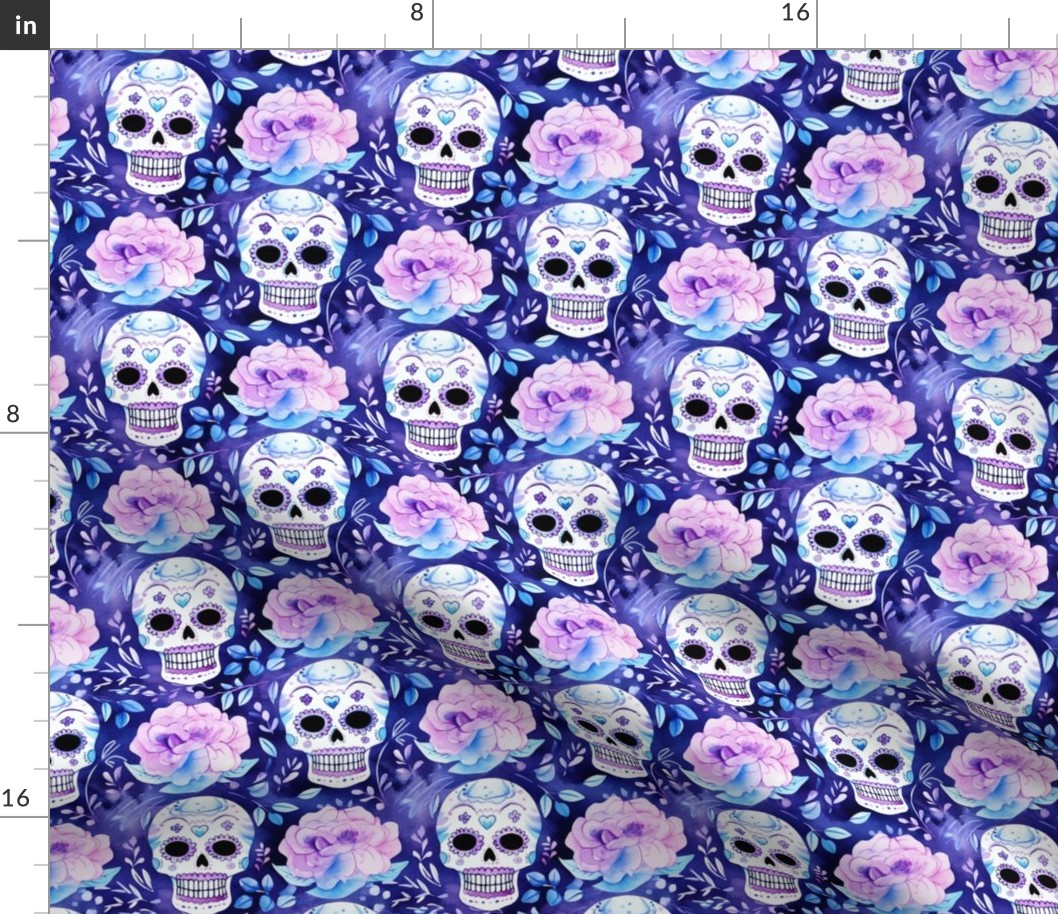 Small Sugar Skulls Purple and Blue