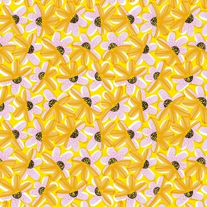 Modern Coneflower Garden Pattern in Yellow