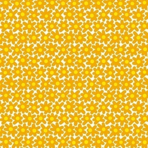 Retro Mod Daisies Pattern in Ochre Yellow Field