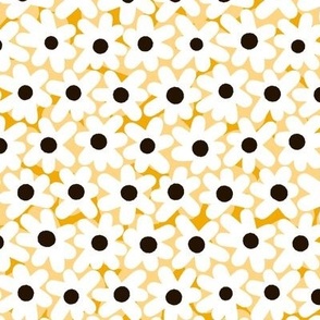 Retro Mod Daisies Pattern in White and Black