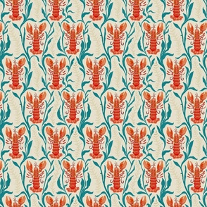 Lobster lagoon_cream teal blue and Orange_Small