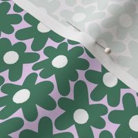 Retro Mod Daisies Pattern in Mauve and Green