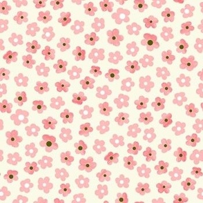 Pink Ditsy Floral Cream bkg