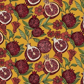 Pomegranate And Flowers