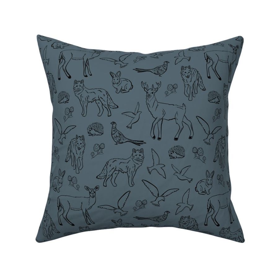 Saint_Francis woodland animals _grey blue