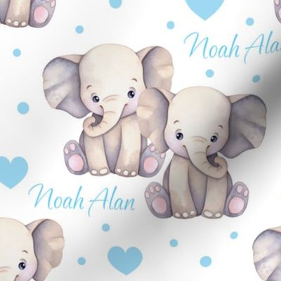 Safari Animals Elephant Blue Baby Boy Nursery Personalized 