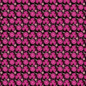 Poppin Flowers in Pinks - black background (small)